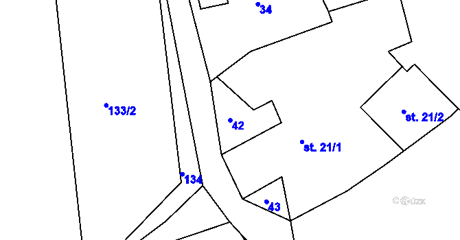 Parcela st. 42 v KÚ Hroznatín, Katastrální mapa