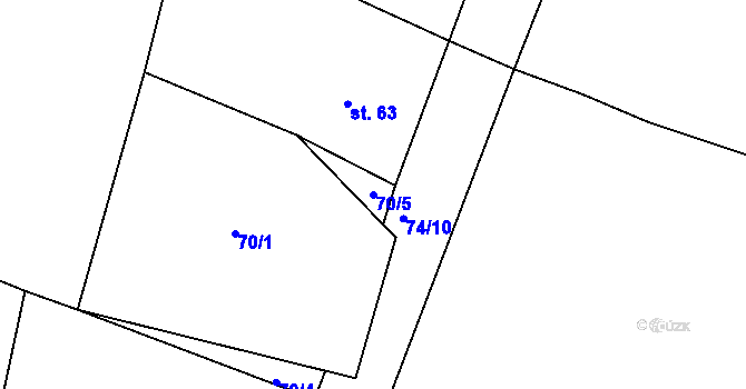 Parcela st. 70/5 v KÚ Hroznatín, Katastrální mapa