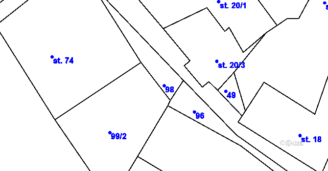 Parcela st. 98 v KÚ Hroznatín, Katastrální mapa