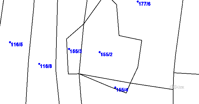 Parcela st. 155/2 v KÚ Hroznatín, Katastrální mapa