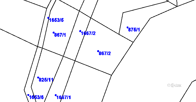 Parcela st. 867/2 v KÚ Hroznatín, Katastrální mapa