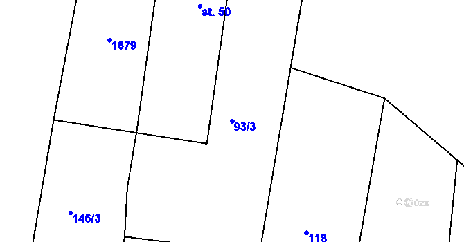 Parcela st. 93/3 v KÚ Hroznatín, Katastrální mapa