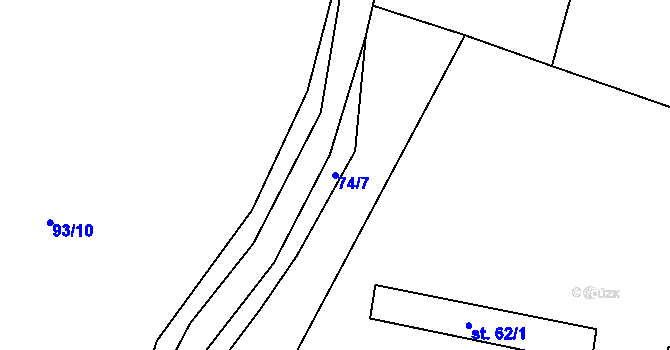Parcela st. 74/7 v KÚ Hroznatín, Katastrální mapa