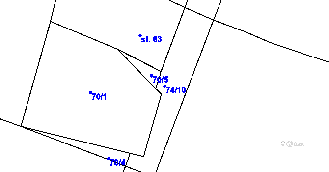 Parcela st. 74/10 v KÚ Hroznatín, Katastrální mapa