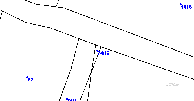 Parcela st. 74/12 v KÚ Hroznatín, Katastrální mapa