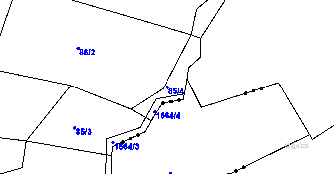 Parcela st. 85/4 v KÚ Hroznatín, Katastrální mapa