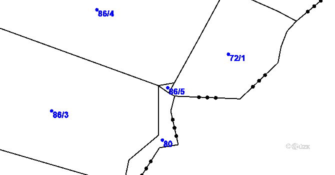 Parcela st. 86/5 v KÚ Hroznatín, Katastrální mapa