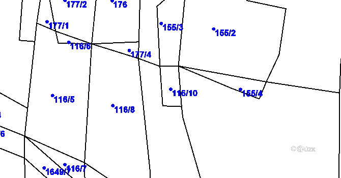 Parcela st. 116/10 v KÚ Hroznatín, Katastrální mapa