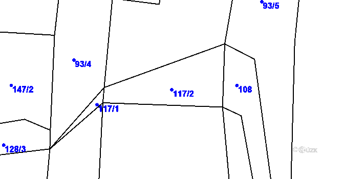 Parcela st. 117/2 v KÚ Hroznatín, Katastrální mapa