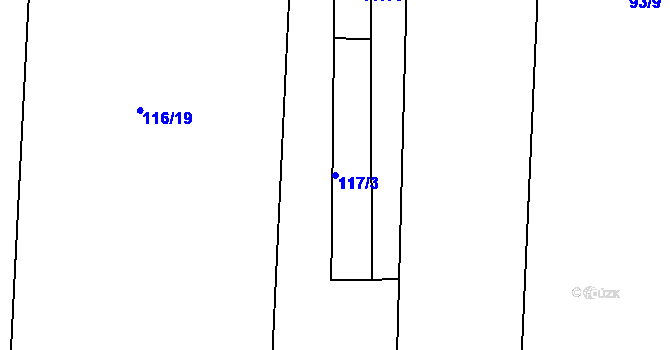 Parcela st. 117/3 v KÚ Hroznatín, Katastrální mapa