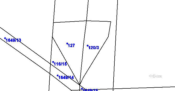 Parcela st. 120/3 v KÚ Hroznatín, Katastrální mapa