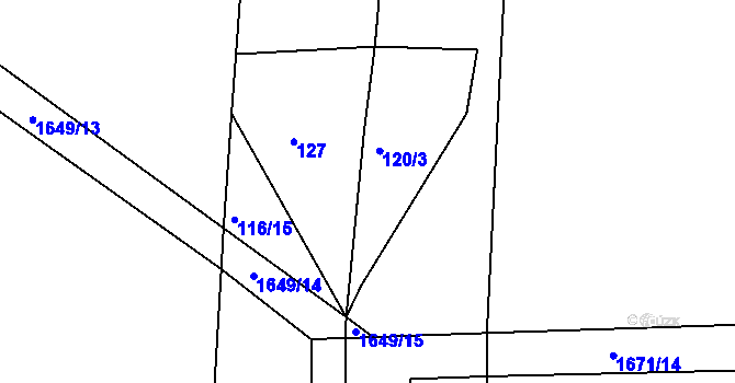Parcela st. 121 v KÚ Hroznatín, Katastrální mapa