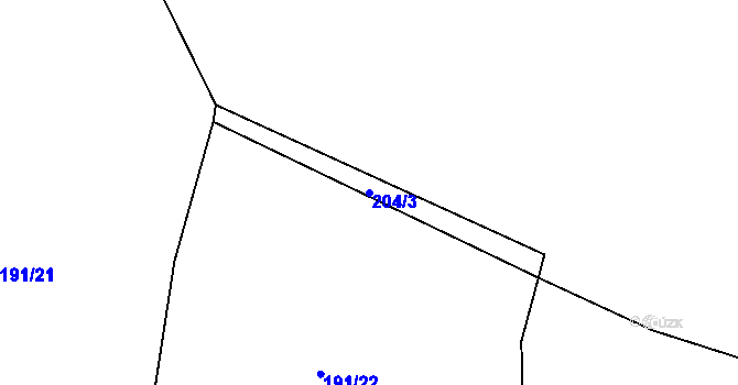 Parcela st. 204/3 v KÚ Hroznatín, Katastrální mapa