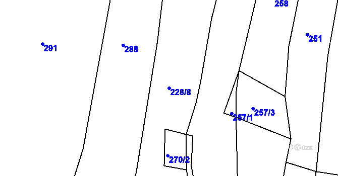 Parcela st. 228/8 v KÚ Hroznatín, Katastrální mapa