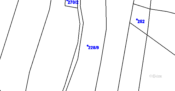 Parcela st. 228/9 v KÚ Hroznatín, Katastrální mapa