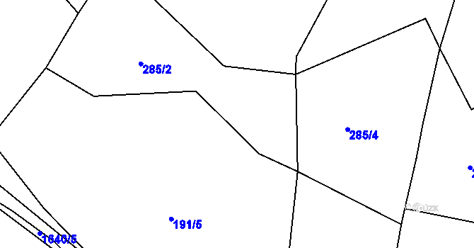 Parcela st. 285/3 v KÚ Hroznatín, Katastrální mapa