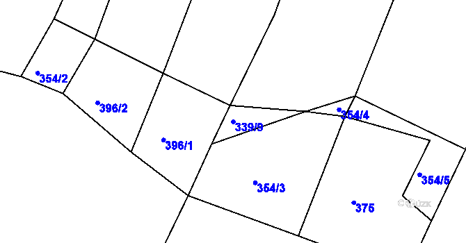 Parcela st. 339/9 v KÚ Hroznatín, Katastrální mapa