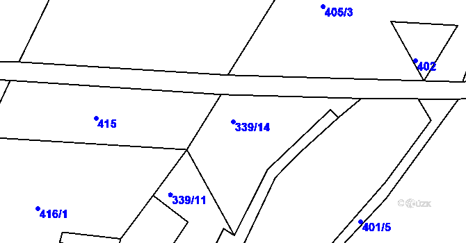 Parcela st. 339/14 v KÚ Hroznatín, Katastrální mapa
