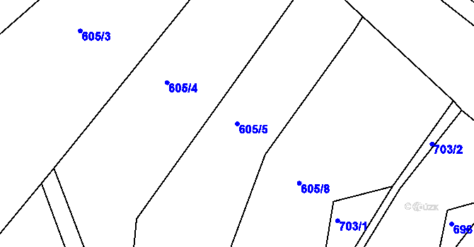 Parcela st. 605/5 v KÚ Hroznatín, Katastrální mapa