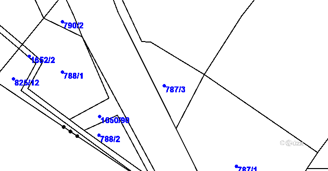 Parcela st. 787/3 v KÚ Hroznatín, Katastrální mapa