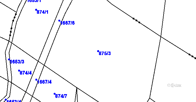 Parcela st. 875/3 v KÚ Hroznatín, Katastrální mapa