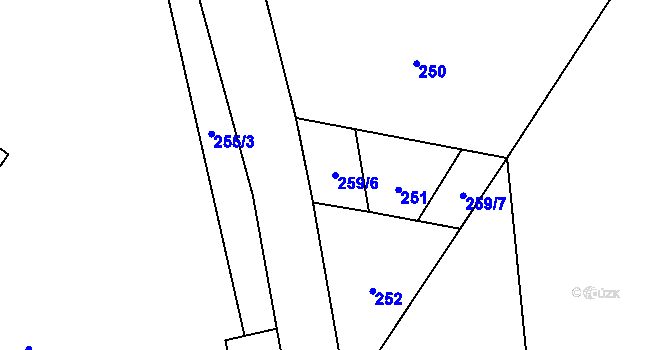 Parcela st. 259/6 v KÚ Rudíkov, Katastrální mapa