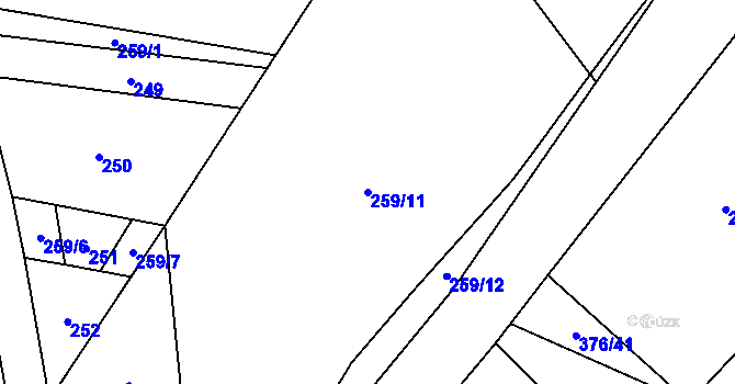 Parcela st. 259/11 v KÚ Rudíkov, Katastrální mapa