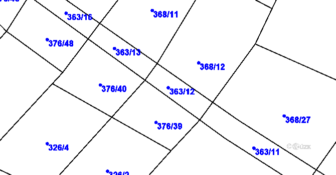 Parcela st. 363/12 v KÚ Rudíkov, Katastrální mapa
