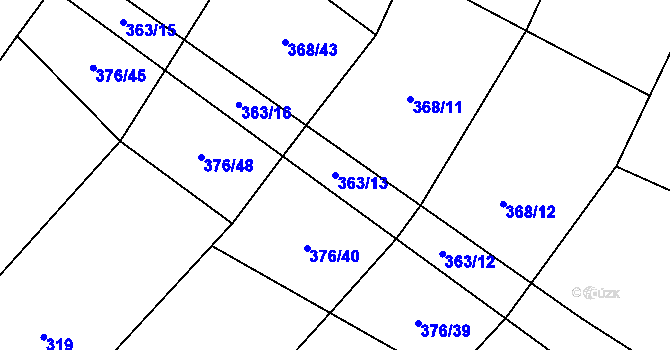 Parcela st. 363/13 v KÚ Rudíkov, Katastrální mapa