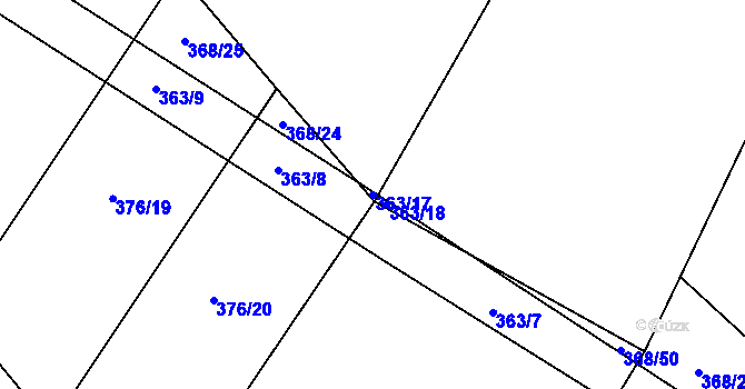 Parcela st. 363/17 v KÚ Rudíkov, Katastrální mapa