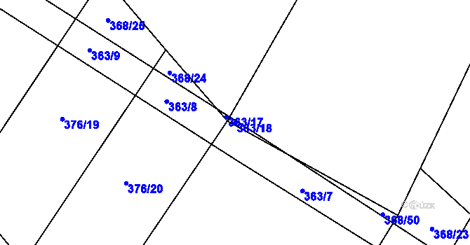 Parcela st. 363/18 v KÚ Rudíkov, Katastrální mapa