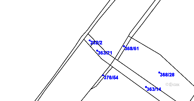 Parcela st. 363/21 v KÚ Rudíkov, Katastrální mapa