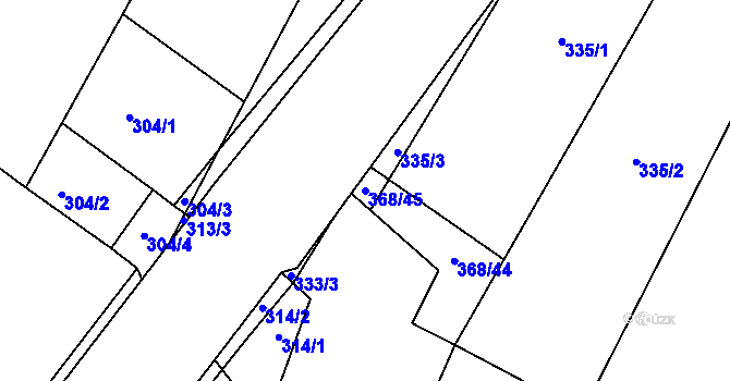 Parcela st. 368/45 v KÚ Rudíkov, Katastrální mapa