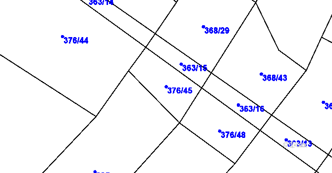 Parcela st. 376/45 v KÚ Rudíkov, Katastrální mapa
