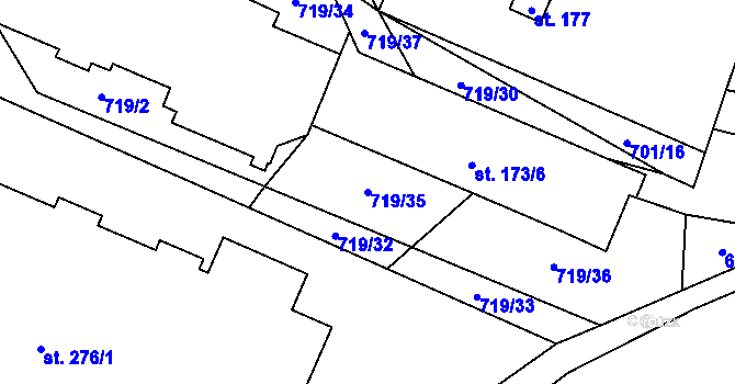 Parcela st. 719/35 v KÚ Rudíkov, Katastrální mapa