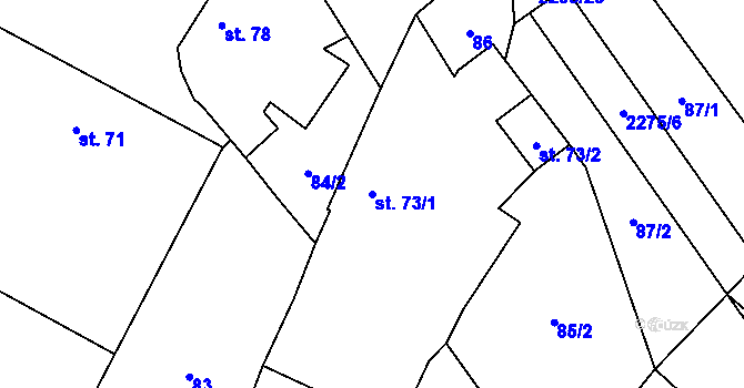 Parcela st. 73/1 v KÚ Rudíkov, Katastrální mapa