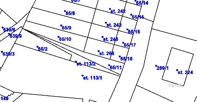 Parcela st. 266 v KÚ Rudíkov, Katastrální mapa
