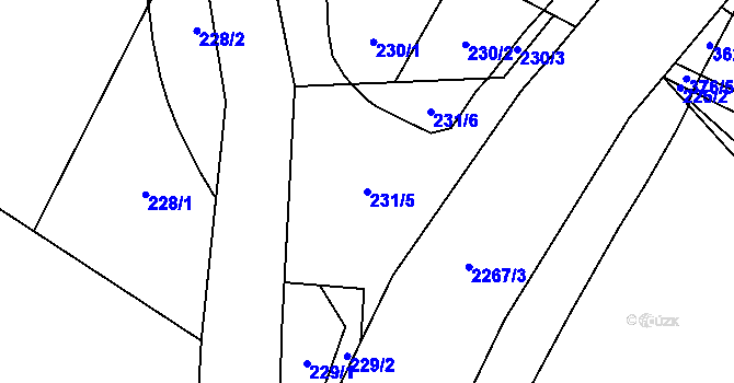 Parcela st. 231/5 v KÚ Rudíkov, Katastrální mapa