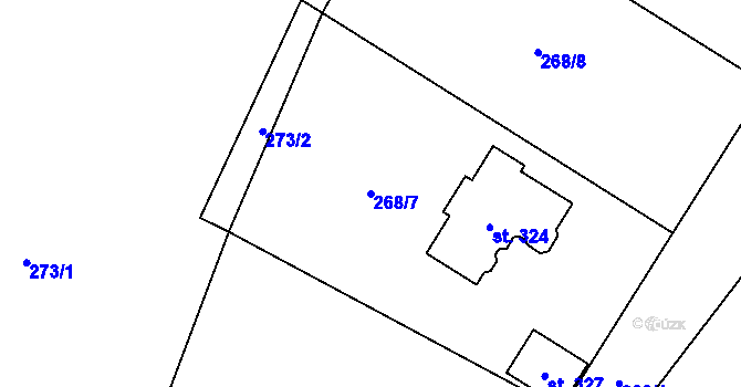 Parcela st. 268/7 v KÚ Rudíkov, Katastrální mapa