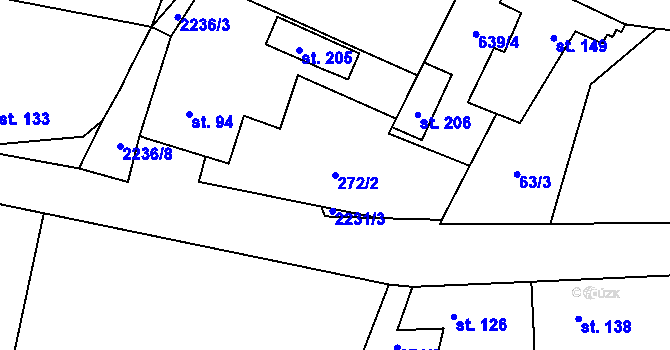 Parcela st. 272/2 v KÚ Rudíkov, Katastrální mapa