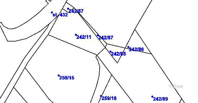 Parcela st. 232/7 v KÚ Rudíkov, Katastrální mapa