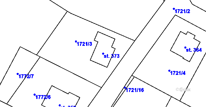 Parcela st. 373 v KÚ Rudíkov, Katastrální mapa
