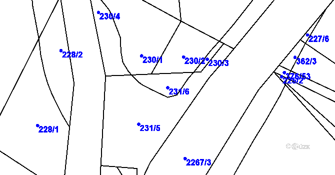 Parcela st. 231/6 v KÚ Rudíkov, Katastrální mapa