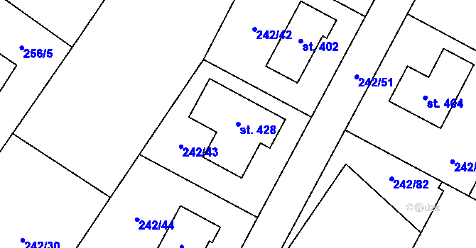 Parcela st. 428 v KÚ Rudíkov, Katastrální mapa