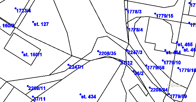 Parcela st. 2208/35 v KÚ Rudíkov, Katastrální mapa