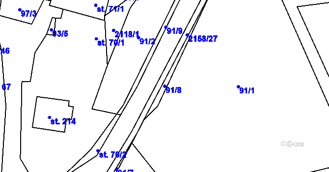 Parcela st. 91/8 v KÚ Rudimov, Katastrální mapa