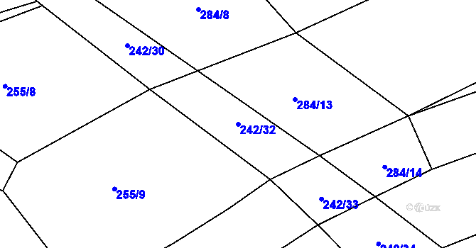 Parcela st. 242/32 v KÚ Rudimov, Katastrální mapa