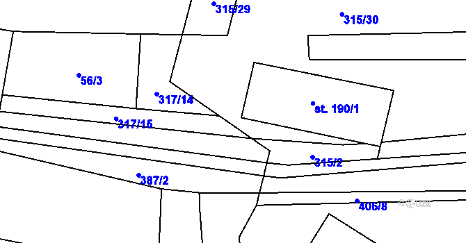 Parcela st. 315/6 v KÚ Rudimov, Katastrální mapa