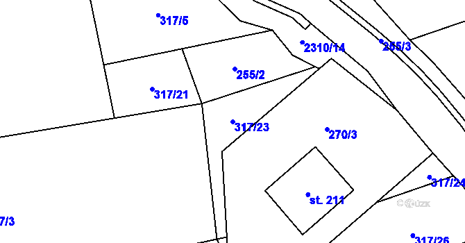 Parcela st. 317/23 v KÚ Rudimov, Katastrální mapa