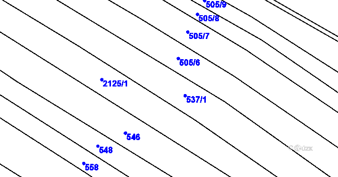 Parcela st. 537 v KÚ Rudimov, Katastrální mapa